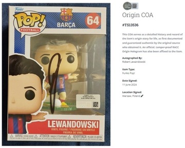 РОБЕРТ ЛЕВАНДОВСКИ Funko POP Football АВТОГРАФ ФК БАРСЕЛОНА + СЕРТИФИКАТ
