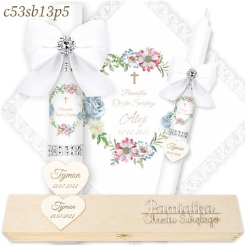 КРЕЩЕННАЯ СВЕЧА + ДЕРЕВЯННАЯ КОРОБКА Именная свеча и крестильная мантия