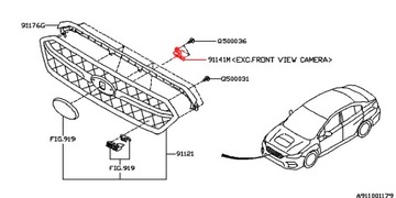 ZÁSLEPKA MASKA PŘEDNÍHO - OTVORU NA KAMERA SUBARU WRX LEVORG 2013-