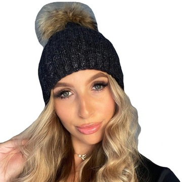 CZAPKA damska zimowa KIM WARKOCZ pompon JENOT CZAR