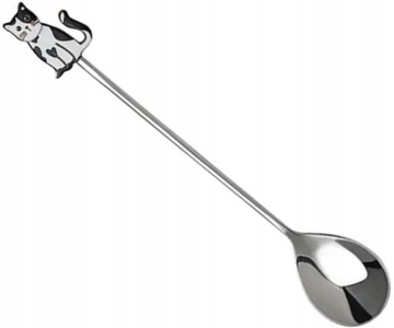 ŁYŻECZKA KOT KOTEK DO HERBATY DESERÓW Z KOTKIEM CHROM OLDMAN PREZENT 14cm