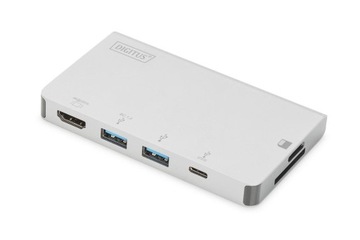 Stacja dokująca podróżna DIGITUS USB Typ C, 6-portów 4K 30Hz HQ, aluminiowy