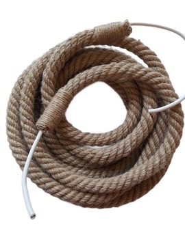 Джутовая веревка 20 мм с электрическим кабелем длиной 3 метра.