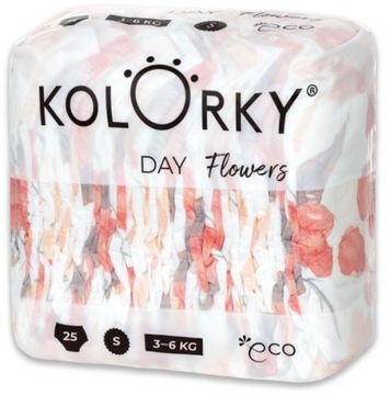 Pieluszki Kolorky Day KWIATY S 3-6 kg 25 szt EKO - idealne dla Twojego