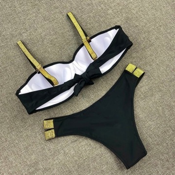 ЖЕНСКИЙ КУПАЛЬНИК БИКИНИ ИЗ ДВУХ ЧАСТЕЙ, ЧЕРНЫЙ, M 38