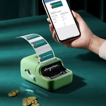 Drukarka termiczna etykiet samoprzylepnych retro B21 NiiMbot tekst grafika