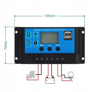 РЕГУЛЯТОР СОЛНЕЧНОЙ ЗАРЯДКИ PWM LCD 12/24В 60А