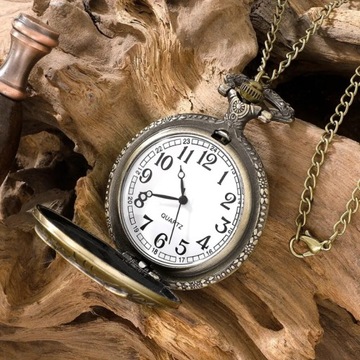 Zegarek Kieszonkowy Brąz - Sowa Hogwartu + Łańcuszek - Pomysł na Prezent
