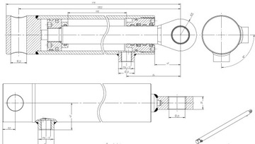 SIŁOWNIK HYDRAULICZNY CYLINDER SKOK 995 mm