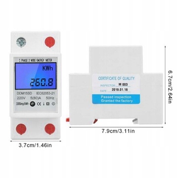 ОДНОФАЗНЫЙ СЧЕТЧИК ЭНЕРГИИ ПРОТИВОТОКА, ЖК-дисплей, 5–80 А, 230 В переменного тока