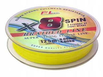 Plecionka 8-spoltowa FL X-8SPIN 125m 0,08mm