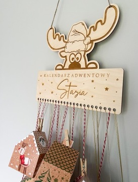 kalendarz ADWENTOWY domki tabliczka imię DIY