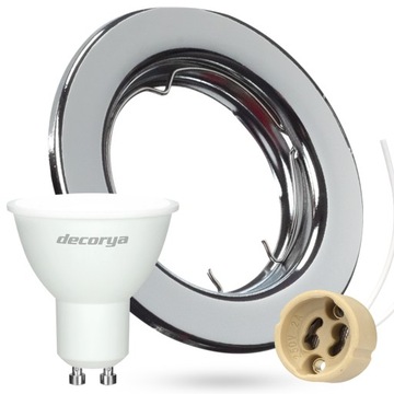 OCZKO SUFITOWE STALOWA OPKRĄGŁA SREBRNA OPRAWKA HALOGENOWA LED ŻARÓWKA GU10