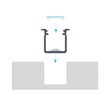 ПРОФИЛЬ ДЛЯ СВЕТОДИОДНОЙ ЛЕНТЫ, встраиваемый G + ЛАМПА 1м, БЕЛЫЙ