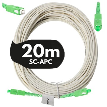 KABEL PRZEWÓD ŚWIATŁOWODOWY ŚWIATŁOWÓD PATCHCORD SC/APC-SC/APC SIMPLEX 20M