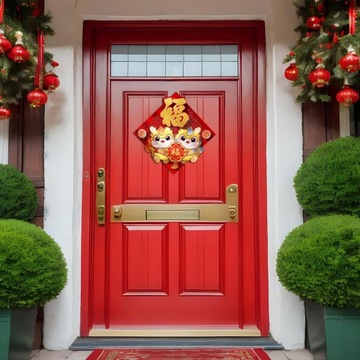 Наклейки на входную дверь 2024 Стереоскопический китайский стиль C 32см x 32см