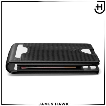 James Hawk Smart Wallet Skórzany portfel męski Slim 1,5 cm Czarny Elegancki