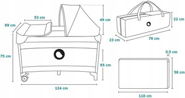 СКЛАДНАЯ ДОРОЖНАЯ кроватка, ВОСПРОИЗВЕДЕНИЕ 2в1, МУЗЫКА