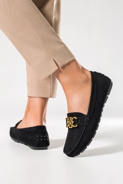 ЧЕРНЫЕ МОКАСИНЫ ЖЕНСКИЕ ЛЕГКИЕ СЛИПОНЫ С МОДНЫМ ОТДЕЛЕНИЕМ, размер 39