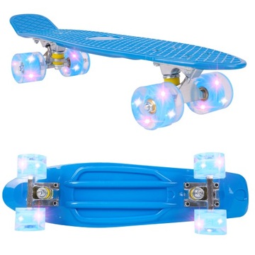 СКЕЙТБОРД FISZKA ДЛЯ ДЕТЕЙ С ПОДСВЕТКОЙ, СИНИЙ СВЕТОДИОД, 56 СМ, ABEC7 RGB