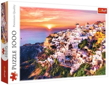 UKŁADANKA LOGICZNA Puzzle Zachód słońca nad Santorini 1000el. WYSOKA JAKOŚĆ