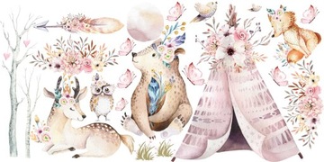 NAKLEJKI NA ŚCIANĘ ZWIERZĄTKA SARENKA BOHO RÓŻ MAX