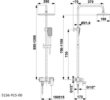 НАСТЕННЫЙ НАБОР ДЛЯ ВАННЫ/ДУШЕВОГО НАБОРА ДОЖДЕВОЙ ДУШ ЛЕНТА хром KFA Фитинги