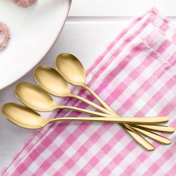 ŁYŻECZKA ŁYŻECZKI ZŁOTE KAWY LATTE LODÓW DESERÓW DESER DŁUGA KOMPLET 6szt