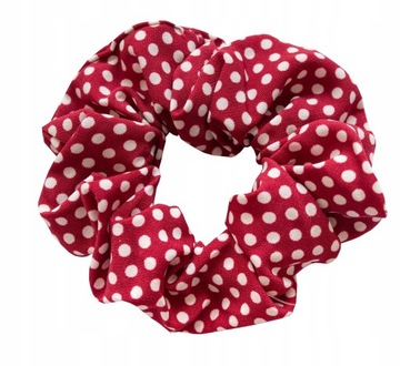 Gumka do włosów scrunchies czerwona kropki groszki