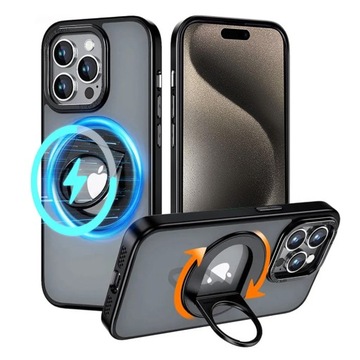 Etui z MagSafe i uchwytem Techsuit do iPhone 15 Pro - Czarny