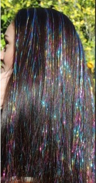 ЦВЕТНЫЕ ПРЯДКИ ДЛЯ ВОЛОС СИЯЮЩИЕ НИТИ ДЛЯ ВОЛОС 90см РАЗНОЦВЕТНЫЕ