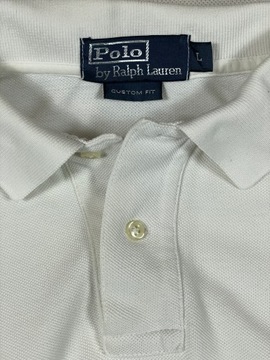 Ralph Lauren Polo Męskie Custom Fit Białe Unikat Logo Klasyk L XL