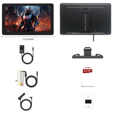 Monitor zagłówkowy 11,6 Calowy Android WiFi Bluetooth HDMI USB Airplay 4+64