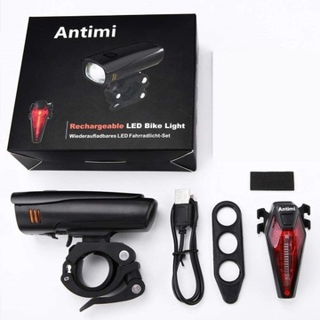 ВЕЛОСИПЕДНЫЕ ФОНАРИ ВЕЛОСИПЕДНЫЕ ФОНАРИ МОЩНЫЕ СВЕТОДИОДНЫЕ ПЕРЕДНИЕ ЗАДНИЕ ANTIMI ЧЕРНЫЕ