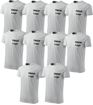 KOSZULKI T-SHIRT Z LOGO HAFTEM NADRUKIEM x10