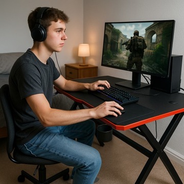 Игровой настольный стол для компьютерного игрока Black большой 120x60