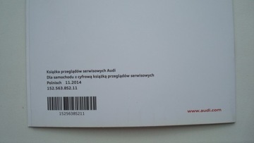 Audi książka serwisowa przeglądów 2014 PL dla samochodu z cyfrową książką
