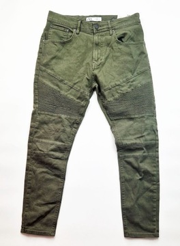 ZARA ZIELONE KHAKI SPODNIE JEANSOWE RURKI 42