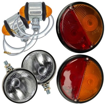 ZESTAW LAMP URSUS C-330 C330 LAMPY REFLEKTORY PRZEDNIE KOMPLET METALOWE