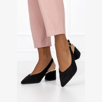 ТУФЛИ ЖЕНСКИЕ НА БЛОЧНОМ КАБЛУКЕ С ОТКРЫТЫМ КАБЛУКОМ, КОЖАНОЙ СТЕКЛЕТКОЙ, ДЕКОРАЦИЕЙ 37