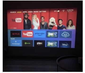 ПРОЕКТОР 2024 ANDROID TV WIFI FULL HD ПОРТАТИВНЫЙ УМНЫЙ ВРАЩАЮЩИЙСЯ ДИНАМИК