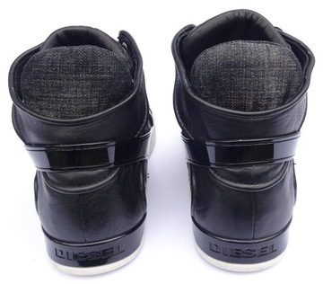 DIESEL S-TITANN Hi-tops JEANSOWE skórzane czarne SNEAKERSY unikat