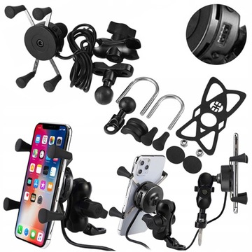 UCHWYT NA TELEFON Z ŁADOWARKA USB 2.1A MOTOCYKLOWY