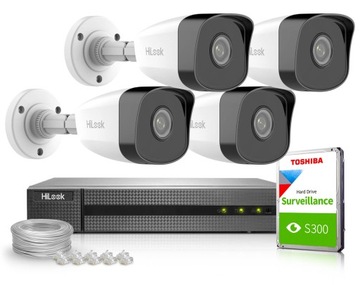 Zestaw do monitoringu HiLook NVR-4CH-5MP/4P +(x4)IPCAM-B5 +1TB +(20m)UTP