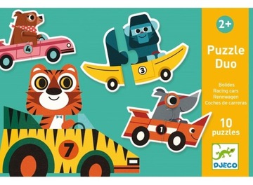 Wyścigówki Puzzle dwuelementowe 10 pojazdów DJECO