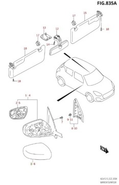 SUZUKI SWIFT MK8 2020- POUZDRO ZRCÁTKO PRAVÁ NOVÁ