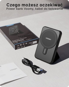 VOOMY Powerbank 6000mAh Indukcyjny Do Magsafe 12 13 14 15 Bezprzewodowy