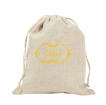 Lniany worek na chleb z haftem HANDMADE