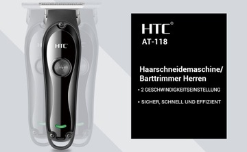 Триммер HTC At-118 Zero Cutting Type-C с 3 беспроводными насадками