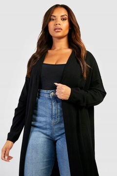 MAXI PLUS SIZE KIESZENIE XXL IC87109 *BOOHOO CZARNY KARDIGAN DAMSKI